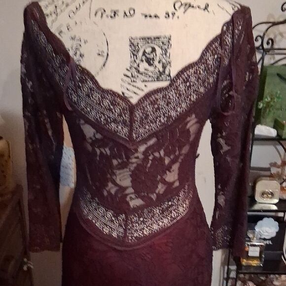 NWT FREE PEOPLE Lace Burgundy EGGPLANT Dress Size Small - Picture 7 of 10